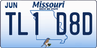 MO license plate TL1D8D