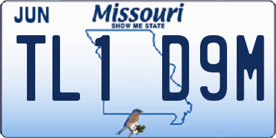 MO license plate TL1D9M