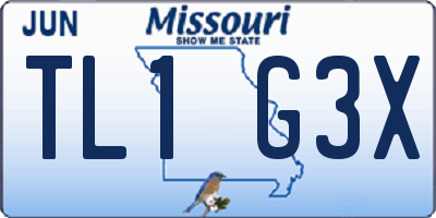 MO license plate TL1G3X