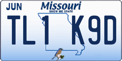 MO license plate TL1K9D