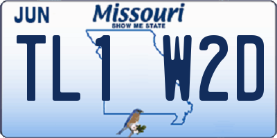MO license plate TL1W2D