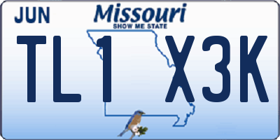MO license plate TL1X3K
