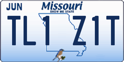 MO license plate TL1Z1T