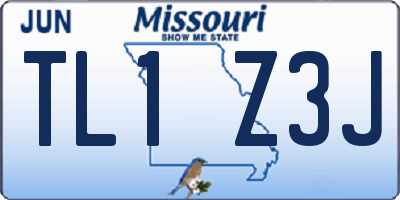 MO license plate TL1Z3J
