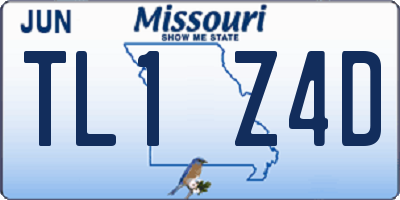 MO license plate TL1Z4D