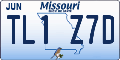 MO license plate TL1Z7D