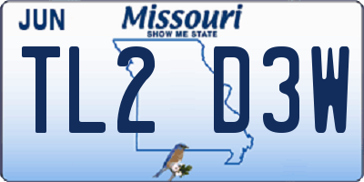 MO license plate TL2D3W