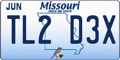 MO license plate TL2D3X
