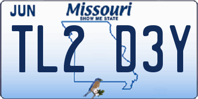 MO license plate TL2D3Y