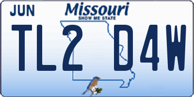 MO license plate TL2D4W