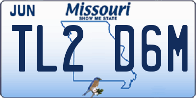 MO license plate TL2D6M
