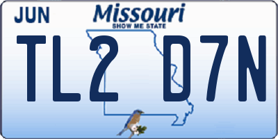 MO license plate TL2D7N