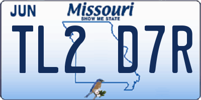 MO license plate TL2D7R