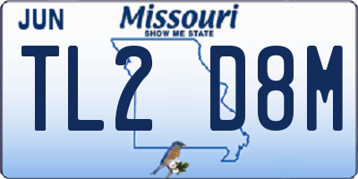 MO license plate TL2D8M