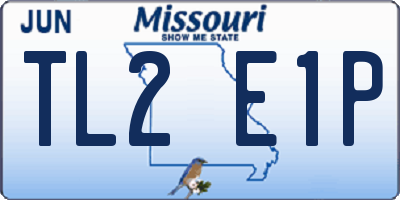 MO license plate TL2E1P