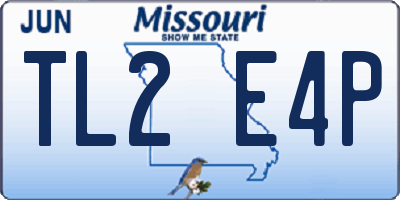MO license plate TL2E4P