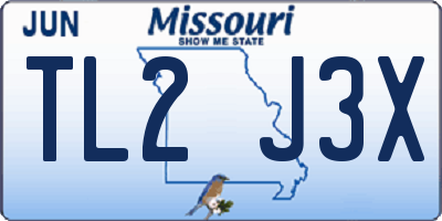 MO license plate TL2J3X