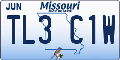 MO license plate TL3C1W