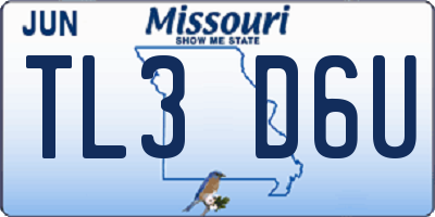 MO license plate TL3D6U