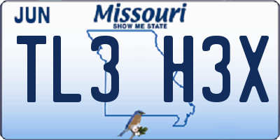 MO license plate TL3H3X