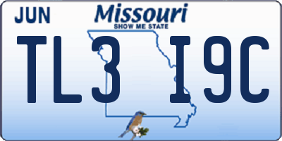 MO license plate TL3I9C
