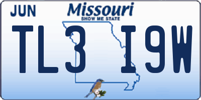 MO license plate TL3I9W