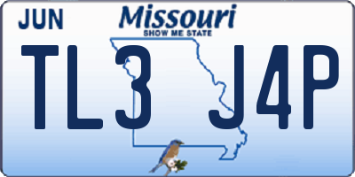 MO license plate TL3J4P