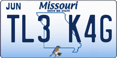 MO license plate TL3K4G