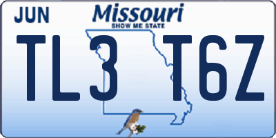 MO license plate TL3T6Z