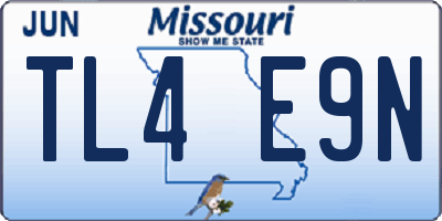 MO license plate TL4E9N