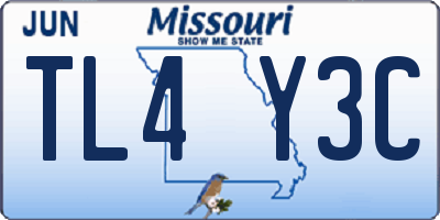 MO license plate TL4Y3C