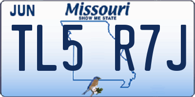 MO license plate TL5R7J