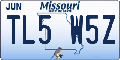MO license plate TL5W5Z