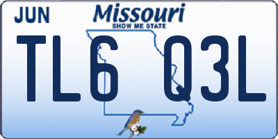 MO license plate TL6Q3L