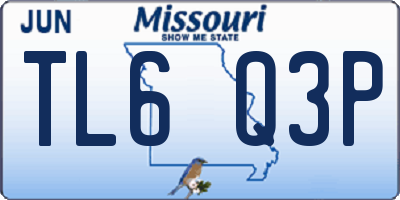 MO license plate TL6Q3P