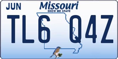 MO license plate TL6Q4Z