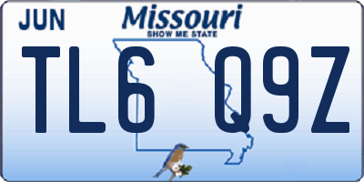 MO license plate TL6Q9Z