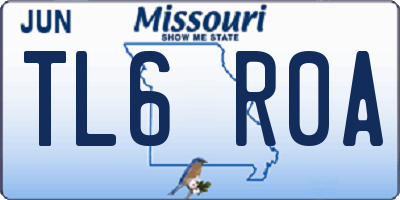 MO license plate TL6R0A