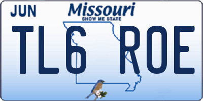 MO license plate TL6R0E