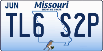 MO license plate TL6S2P
