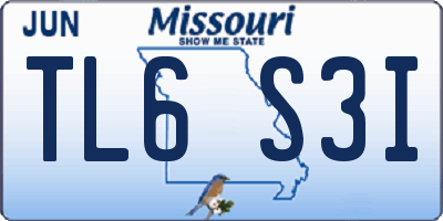 MO license plate TL6S3I