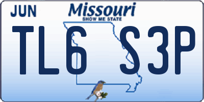 MO license plate TL6S3P