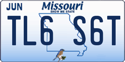 MO license plate TL6S6T