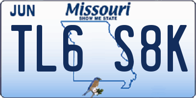 MO license plate TL6S8K