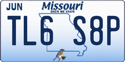 MO license plate TL6S8P