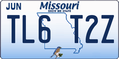 MO license plate TL6T2Z