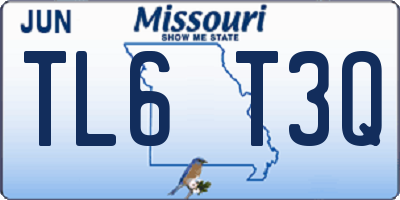 MO license plate TL6T3Q