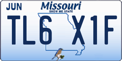 MO license plate TL6X1F