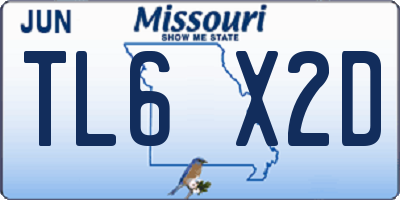 MO license plate TL6X2D