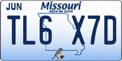 MO license plate TL6X7D